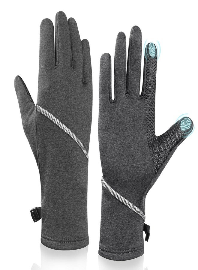 Tiny Chou Winter Gloves for Women Men - Warm Touchscreen Non-Slip Thermal for Cold Weather, Running, Cycling, Driving, Hiking - Windproof Lightweight Bike Gloves, Grey - Small - Image 1